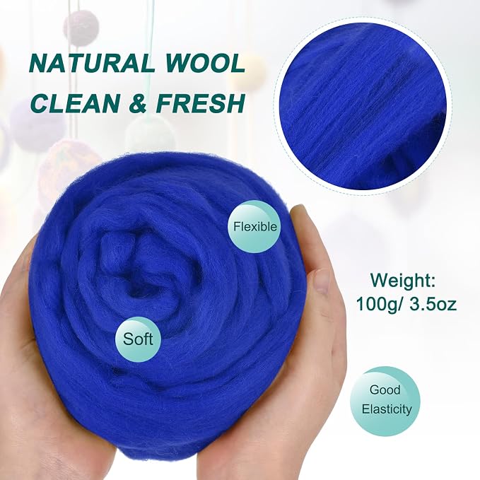uxcell Needle Felting Wool, 3.5 Oz Nature Fibre Wool Yarn Roving - Image 2