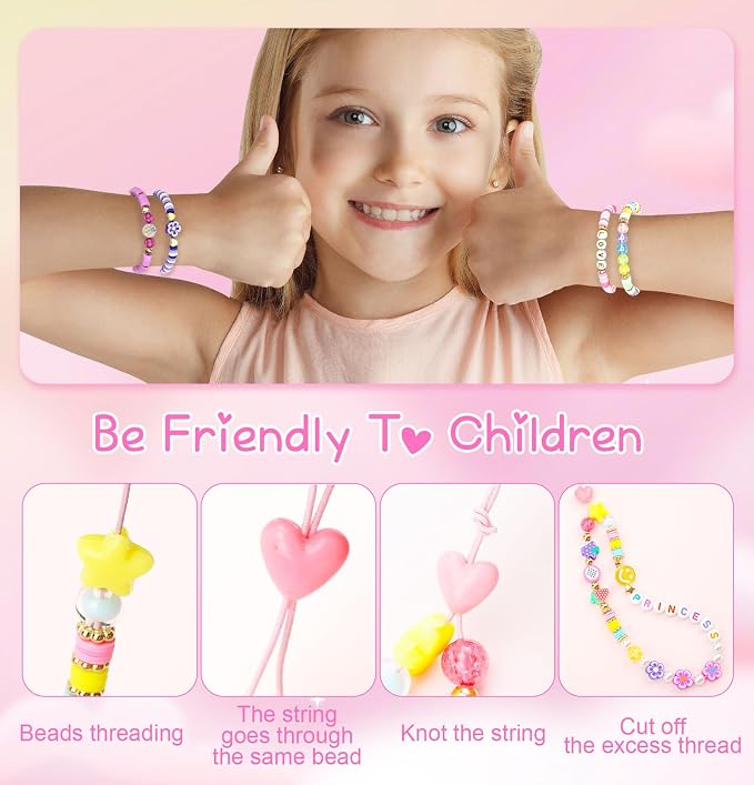 Dowsabel Clay Beads 7500 Pcs Friendship Bracelet Making Kit, 2 Boxes 24 Colors - Image 3