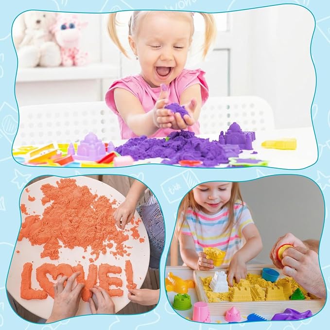 FURWEY 26.6lbs Play Sand, Mixed Packaging of 6-Color Sensory Sand, Suitable - Image 7