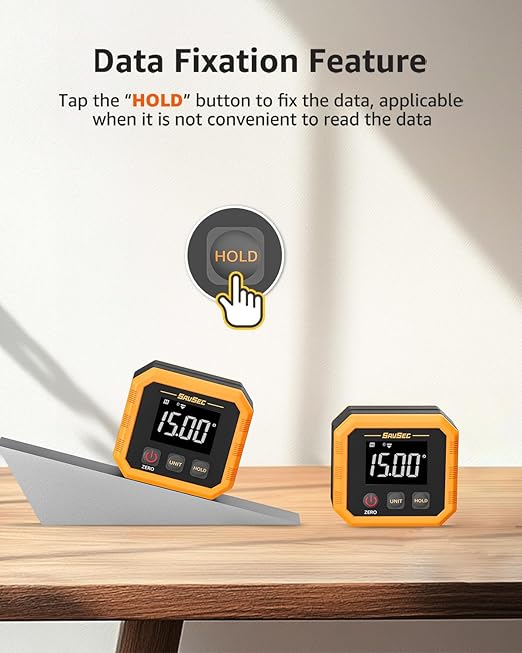 Rechargeable Digital Angle Finder, Digital Angle Gauge with Magnetic Back&Base, ±0.1° Accuracy Protractor Inclinometer Woodworking Tools, IP54, 360° Flip Screen, for Construction, Machinery