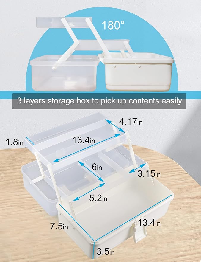 3 Layer Multipurpose Storage Box White Tackle Box Organizer - Image 3