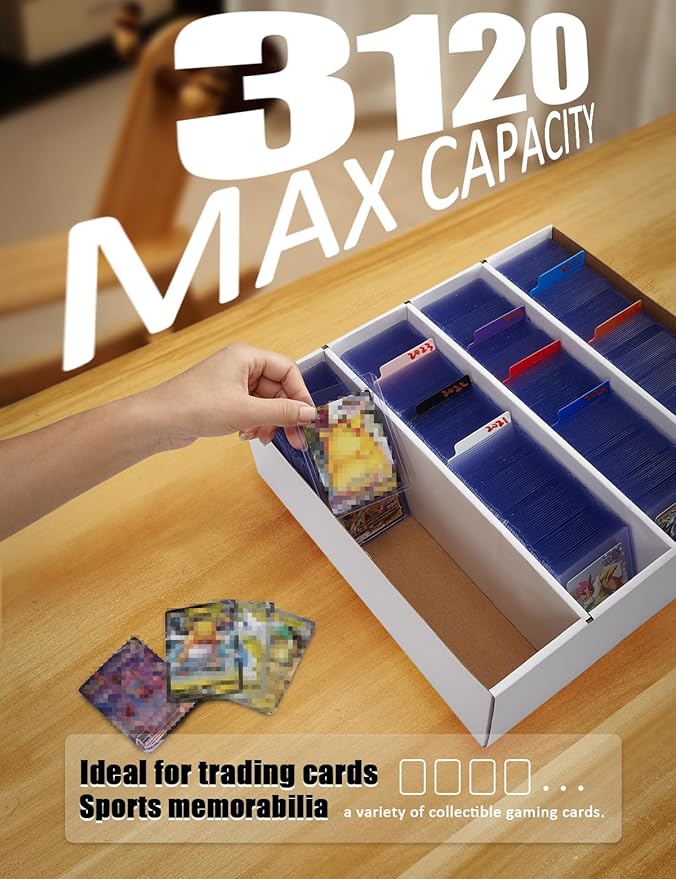 4 Pack Sports Card Boxes 3120 Count Cardboard Card Storage Box White Bulk Card - Image 4