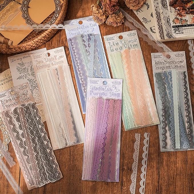 40 Pcs Transparent Lace Stickers - Image 6