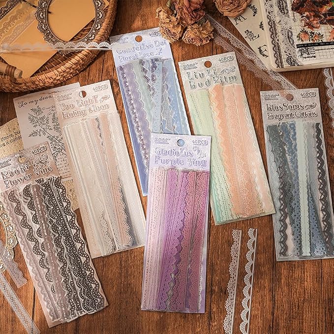40 Pcs Transparent Lace Stickers - Image 4