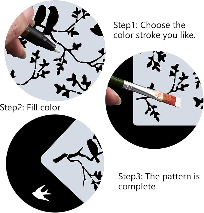 GORGECRAFT 12"X12"Birds on Branches Stencil Leaf Silhouette Templates Reusable - Image 4
