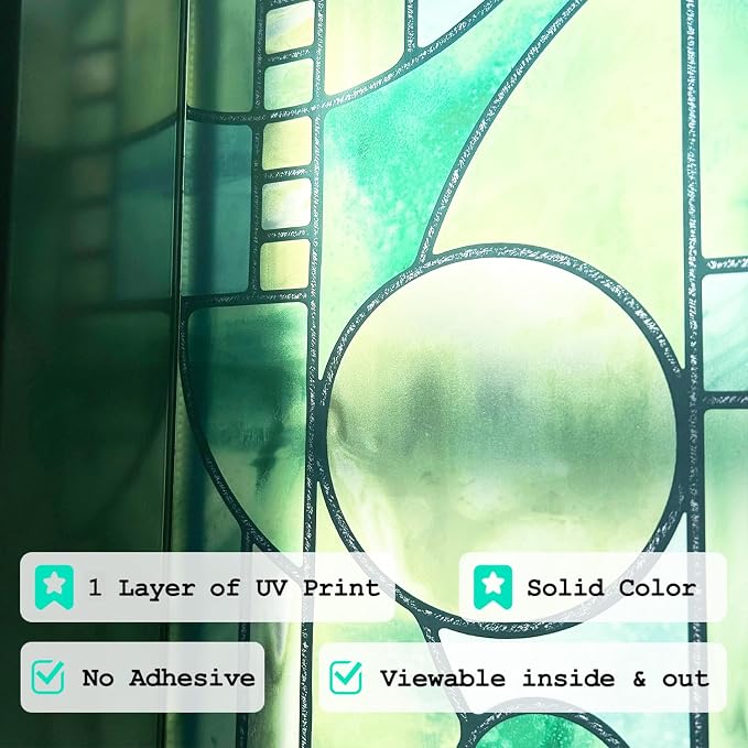 Original Hand Drawn Faux Stained Glass Window Film, Double-Sided Privacy Static - Image 2