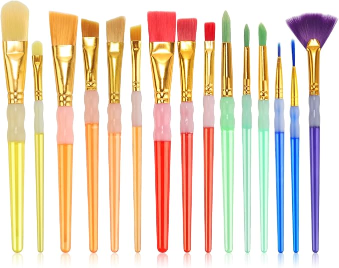 15Pcs Paint Brushes Value Pack, Includes 15 Different Types of Brushes by KEVINSASACRAFTS