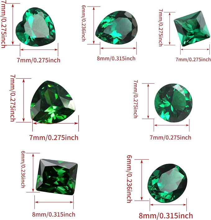 Emerald Green Color Cubic Zirconia Loose Beads Unset - Image 2
