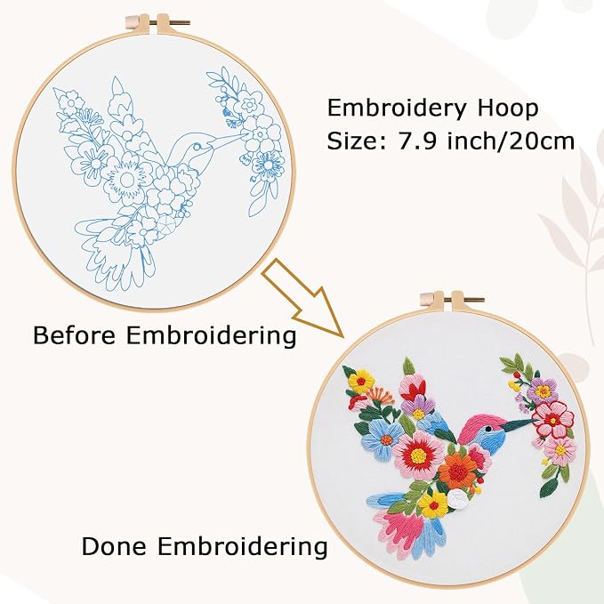 Nuberlic Bird Flower Embroidery Kit - Image 3