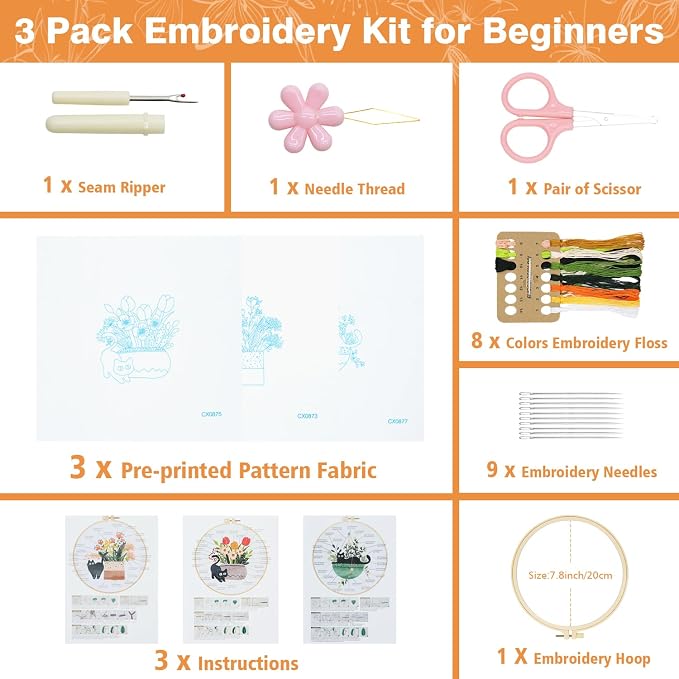 Embroidery Kit for Beginners, Stamped Kits - Image 4