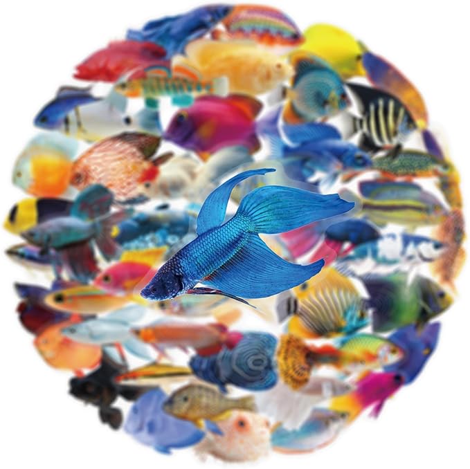 50 Pcs Clear PET Fish Aesthetic Stickers - Image 2