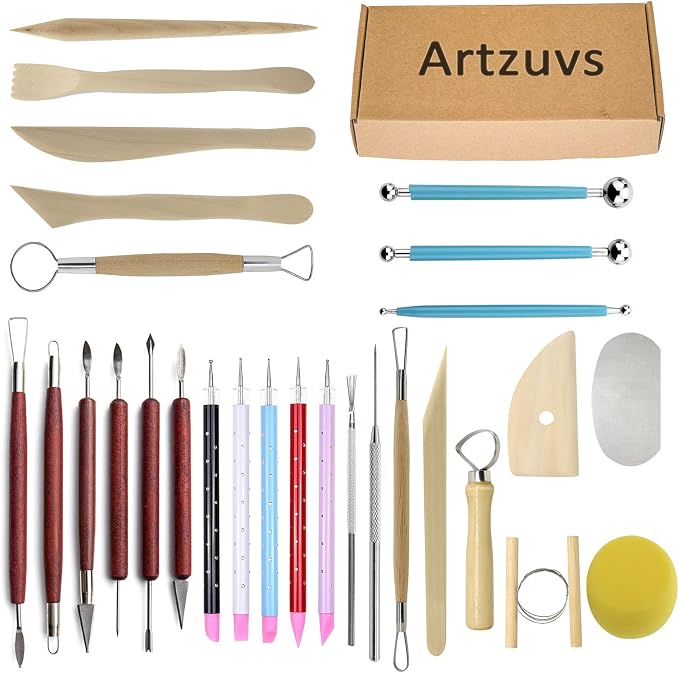 Artzuvs Clay Sculpting Tools 28pcs Polymer Pottery Modeling Tools Set by Artzuvs