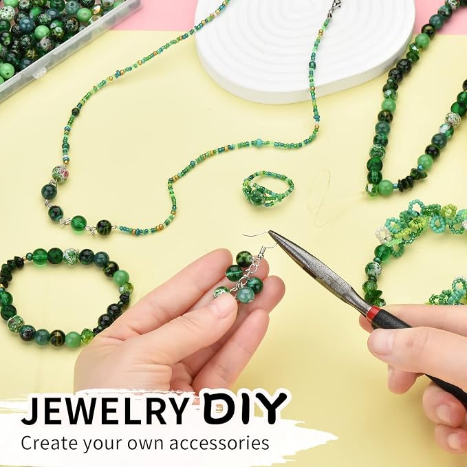 Glass Beads Jewelry Making Kit, Fresh Green Color-900pcs Include 8mm Assorted - Image 4
