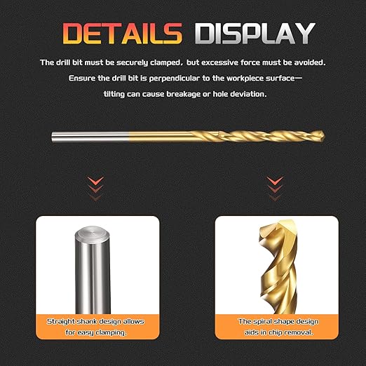 Drill Bit, 5/64" Cutting Diameter (1.984mm), 4241 HSS TiN Coated 118° Cutting Angle Versatile Jobber Bits - (Applications: for Drilling Plastic Wood Soft Thin Metal), 20-Pieces