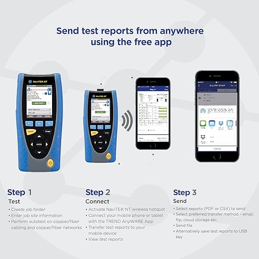 TREND Networks | R151005 | NaviTEK NT Plus | Touchscreen Copper Cable Network Troubleshooter | Includes Network Service Detection, Traffic Monitoring & Built-in PDF Reporting