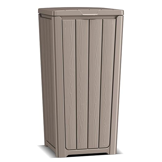 Vixzen 36 Gallon Kitchen Trash Can with Lid,Outdoor Waterproof Resin Waste Bin,Lightweight,Sturdy Garbage Bin for Patio,Kitchen,Backyard，Grey