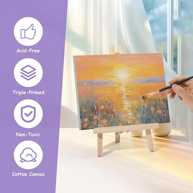 ESRICH Stretched Canvas for Painting, 2 Pack 8x10 Canvas Value Pack, Primed - Image 3