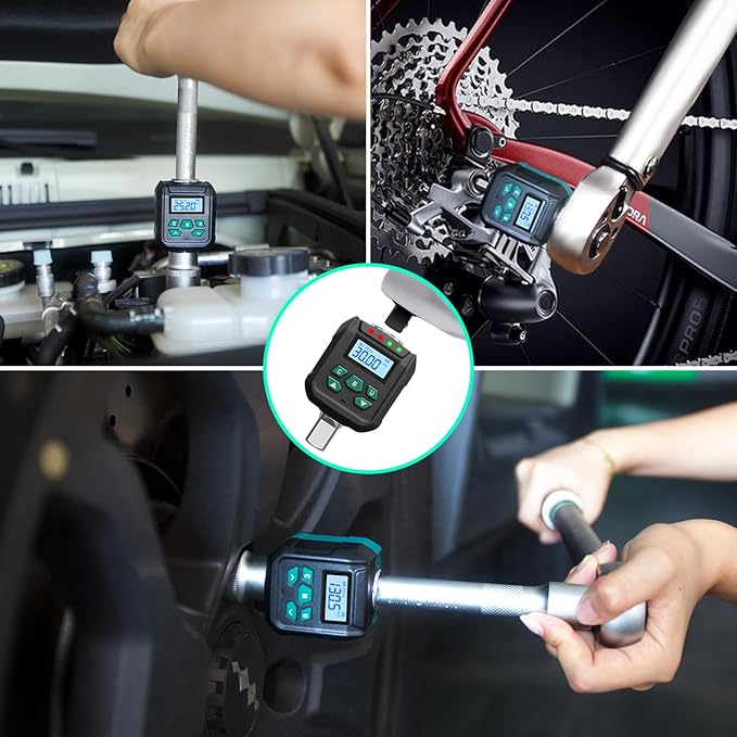 1/2" Drive Digital Torque Adapter, ±2% Accuracy with Buzzer & LED Duo-Alert System for Carbon Bike, Motorcycle and Precision Car (1-22 ft-lb/1.5-30 Nm)