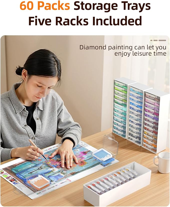Redtwo 60 PCS Diamond Painting Storage Containers Trays, Detachable Trays - Image 2