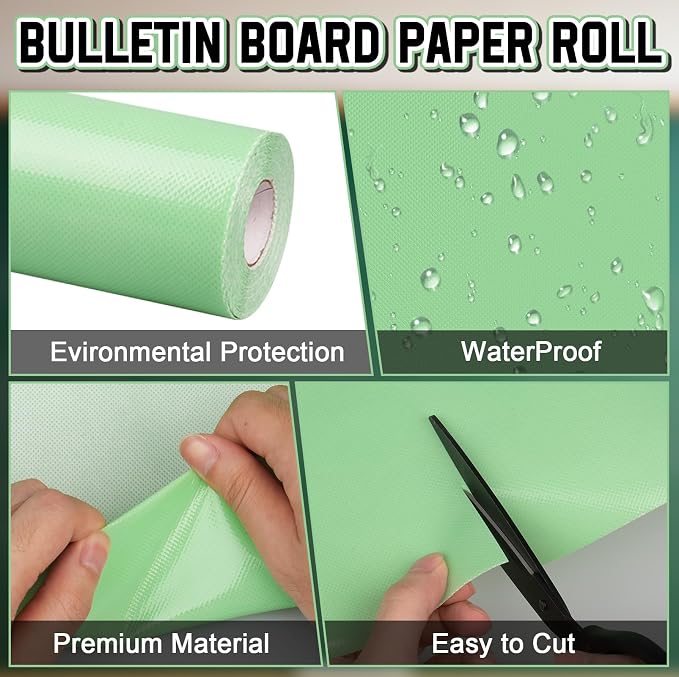 Inkspire Sage Green Bulletin Board Paper Roll, 14.8FTx18.5IN Large Reusable - Image 3