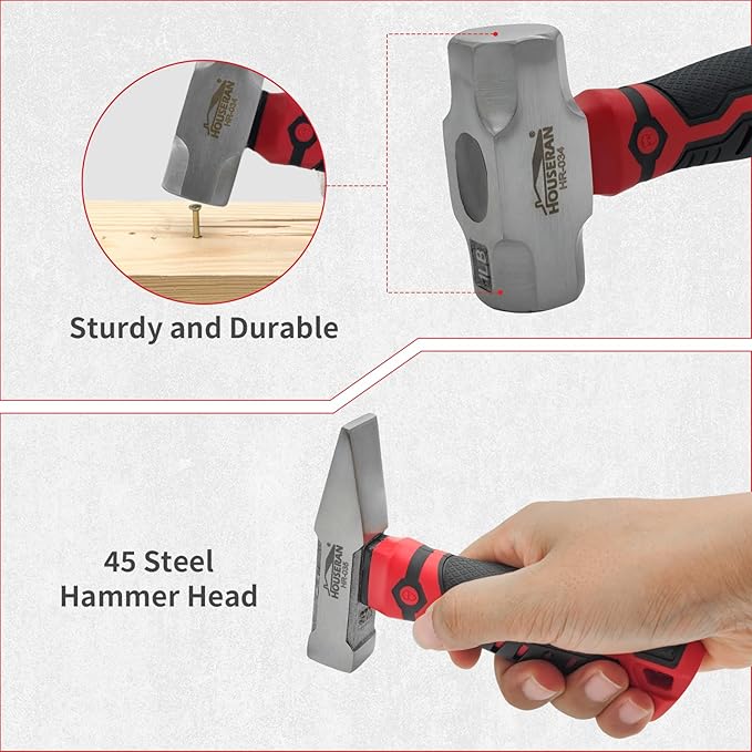 4-Piece Hammer Set - 13oz Ball Peen, 12oz Claw, 1.24lb Mini Sledge, 13.7oz Blacksmith Hammer