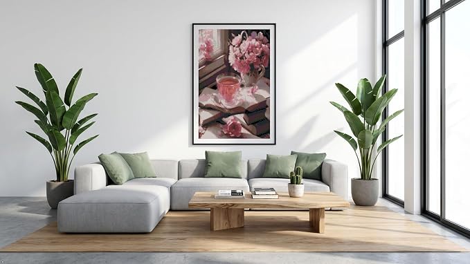 Books and Flowers Stamped Cross Stitch Kits，Flower Embroidery Starter Kit - Image 3