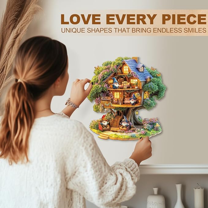 Elf Tree House Puzzles Adults Gifts Wooden 85 Pieces 8.5 * 8.2in - Image 6