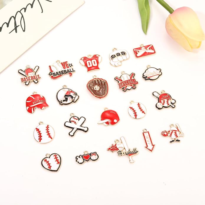 20PCS Sports Charms Enamel Basketball Baseball Pendant Charms - Image 2