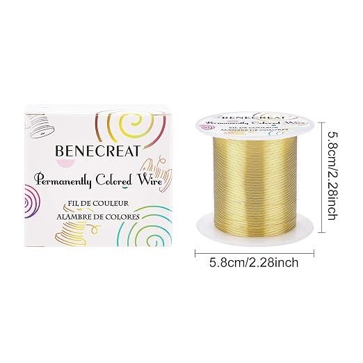BENECREAT 22 Gauge 164FT Tarnish Resistant Gold Wire Jewelry Beading Wire - Image 2