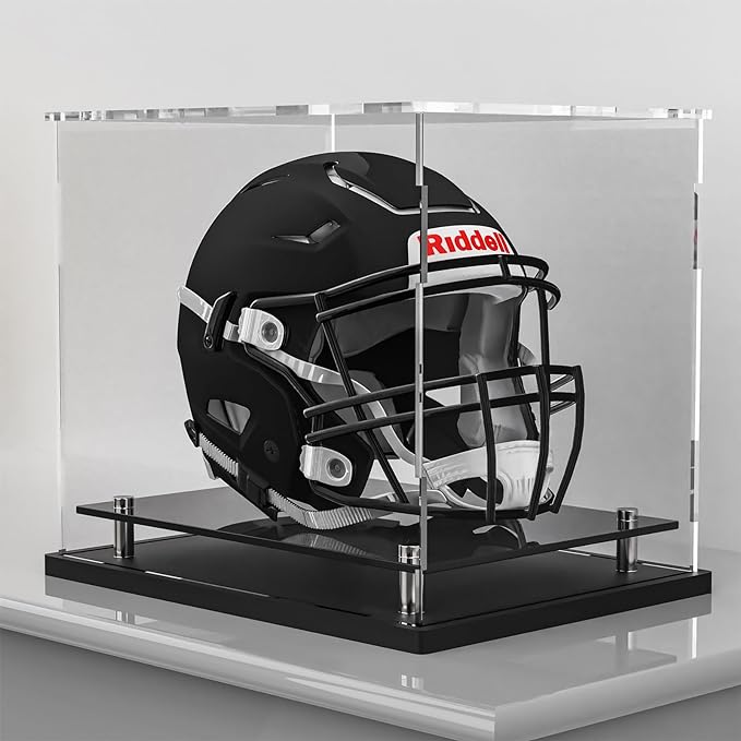 Football Helmet Display Case Full Size, Acrylic Helmet Display Case Black by WANLIAN