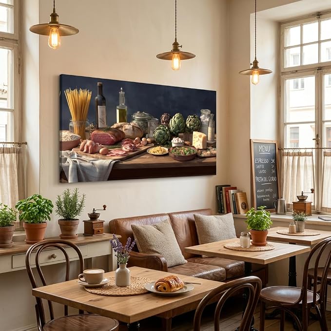 ZESTRILIA Italian Cuisine Food Still Life Wall Art, Rustic Mediterranean - Image 5