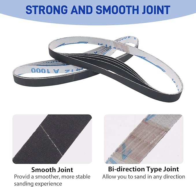 1/2 x 18 Inch Silicon Carbide Sanding Belts, 5Pcs Each of 400 600 800 1000 Grit Belt Sander Paper for Air File Sander, Knife Sharpening and Metal working, 20 Pack