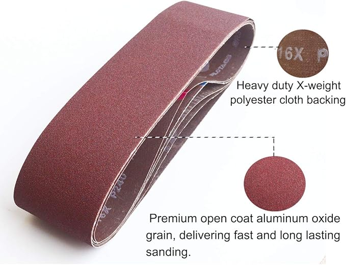 4 x 36-Inch Aluminum Oxide Sanding Belts, 40/80/120/240/400 Assorted Grits Abrasive Belts for Belt Sander, 10-Pack