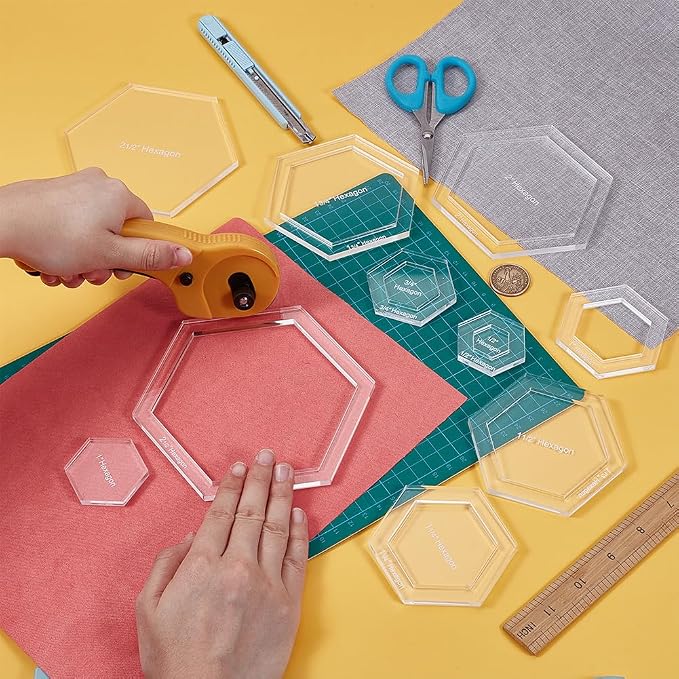 BENECREAT 16 Pcs Hexagon Quilting Template, Acrylic Intricate Sewing Machine - Image 3