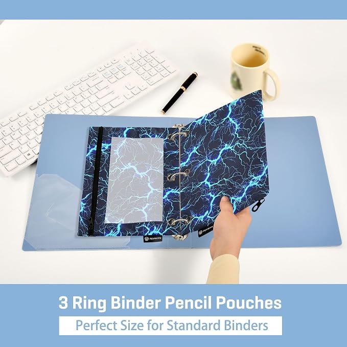 Dark Blue Electric Lightning Pencil Pouch - Image 4