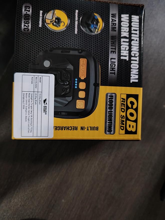 Smiling Shark Working Lights, 7500mAh Rechargeable LED Work Light 4000 Lumen 18 Light Mode Portable Magnetic Waterproof Drop Resistant Cordless Worklight Job Site Lighting for Garage Repair Camping