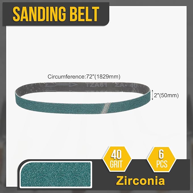 2 x 72 Inch Sanding Belt, 6 Pcs 40 Grit Zirconia Knife Sharpener Belts Work Sharpening for Belt Sander Knife Carving Tool Metal Working