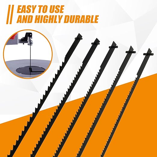 60Pcs Scroll Saw Blade Pin End 5inch Sturdy Carbon Steel Scroll Saw Blade Durable Cutting Pinned Scroll Saw Blades Set TPI 10/15/18/20/24 Replacement for Cutting Wood Plastic Metal US(60pcs)