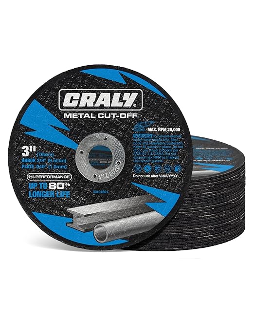 CRALY 3 Inch Cut-Off Wheels for Cutting Metal & Stainless Steel, Professional Grade Ultra Thin Metal Cutting Disc for Angle Grinder & Die Grinder, 3/8 in Arbor, 25-Pack(30107601-25)