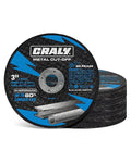 CRALY 3 Inch Cut-Off Wheels for Cutting Metal & Stainless Steel, Professional Grade Ultra Thin Metal Cutting Disc for Angle Grinder & Die Grinder, 3/8 in Arbor, 25-Pack(30107601-25)