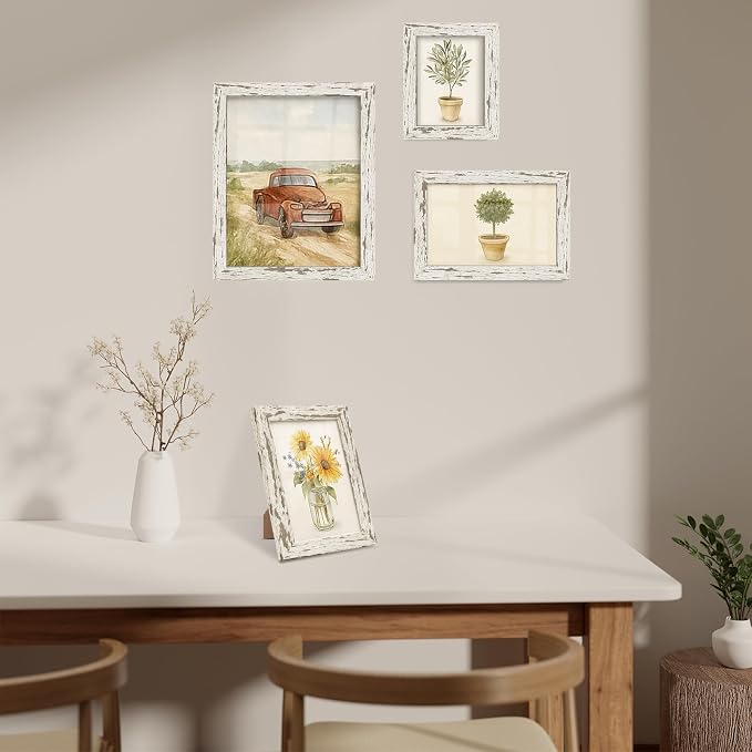 puthiac 5x7 Rustic Farmhouse Picture Frame, Distressed White, 1 Pack | - Image 7