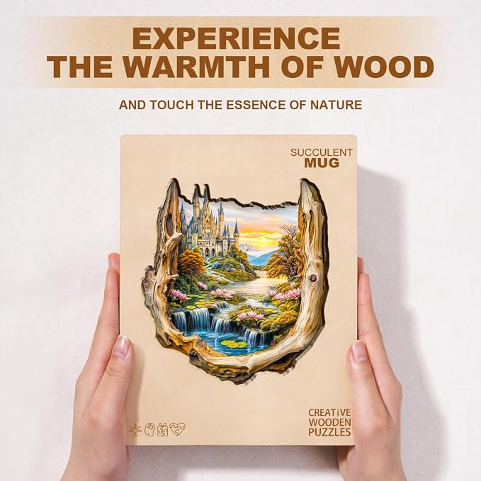 Wooden Puzzles for Adults Fantasy Castle Waterfall Driftwood Puzzles 240 Pieces - Image 9