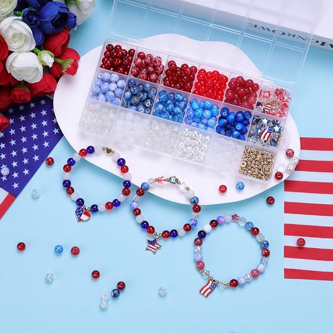 DUQGUHO Red White and Blue Glass Beads - Image 5