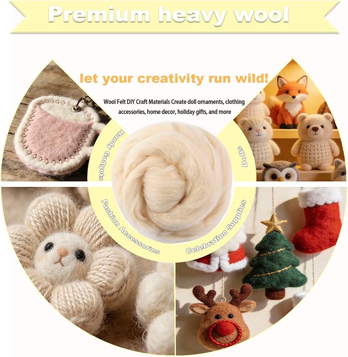 Wool Roving-3.5oz Needle Felting Wool, Soft Multi-Color Wool Fiber, Perfect - Image 3