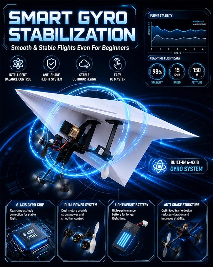 RC Paper Airplane Kit with Gyro Stabilizer | DIY Electric Remote Control - Image 5