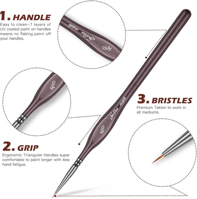 Golden Maple Miniature Paint Brushes, Fine Detailing - Image 6