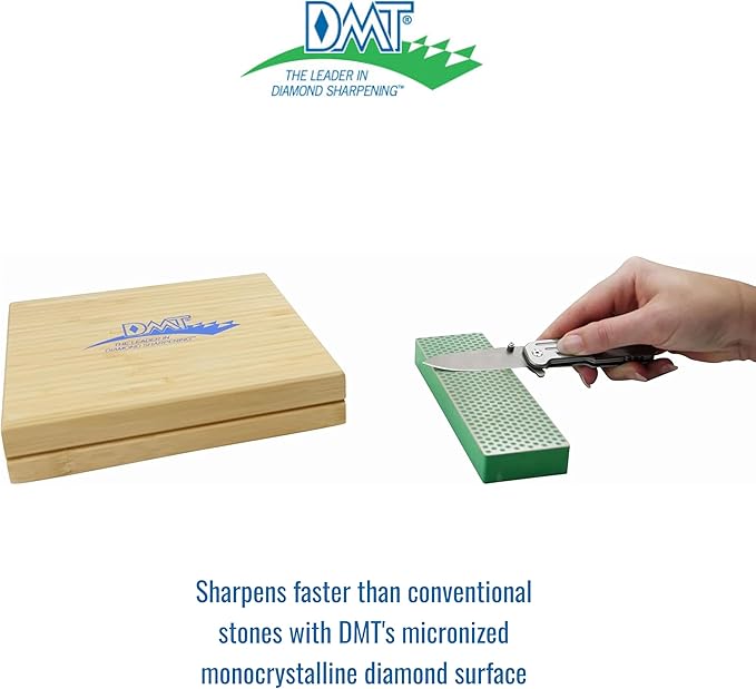 DMT W6EFC Deluxe Diamond Whetstone Knife Sharpening Kit with Wood Box, Set of 3 Sharpening Stones, 6" x 2"