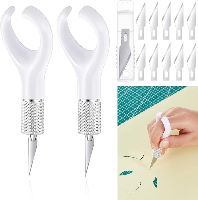 Lasnten 2 Pack Fingertip Craft Knife 4.2 Inch Finger Detail Knife by Lasnten