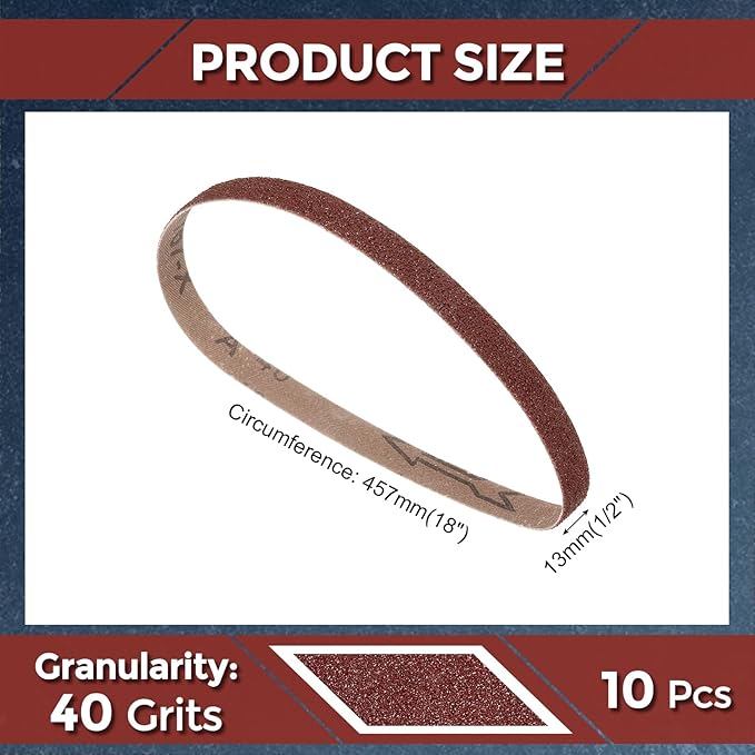 20 Pcs Sanding Belts 1/2 x 18 Inch 40 Grit Aluminum Oxide Abrasive Sandpaper for Belt Sander Metal Grinding Wood Working Weld Rust Removal