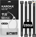 Industrial Zip Ties Heavy Duty with 250 lbs Tensile Strength, 11.6 inch, Electrical Cable Ties Heavy Duty, 50 Pieces, Wide and Thick Zip Ties, by Karoka